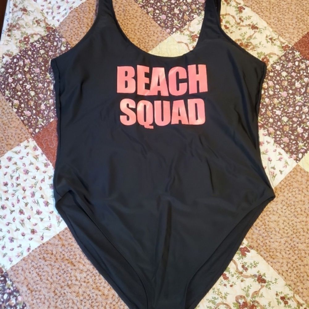 California Sunshine Black one piece Swimsuit Beach Squad Size 2 20/22